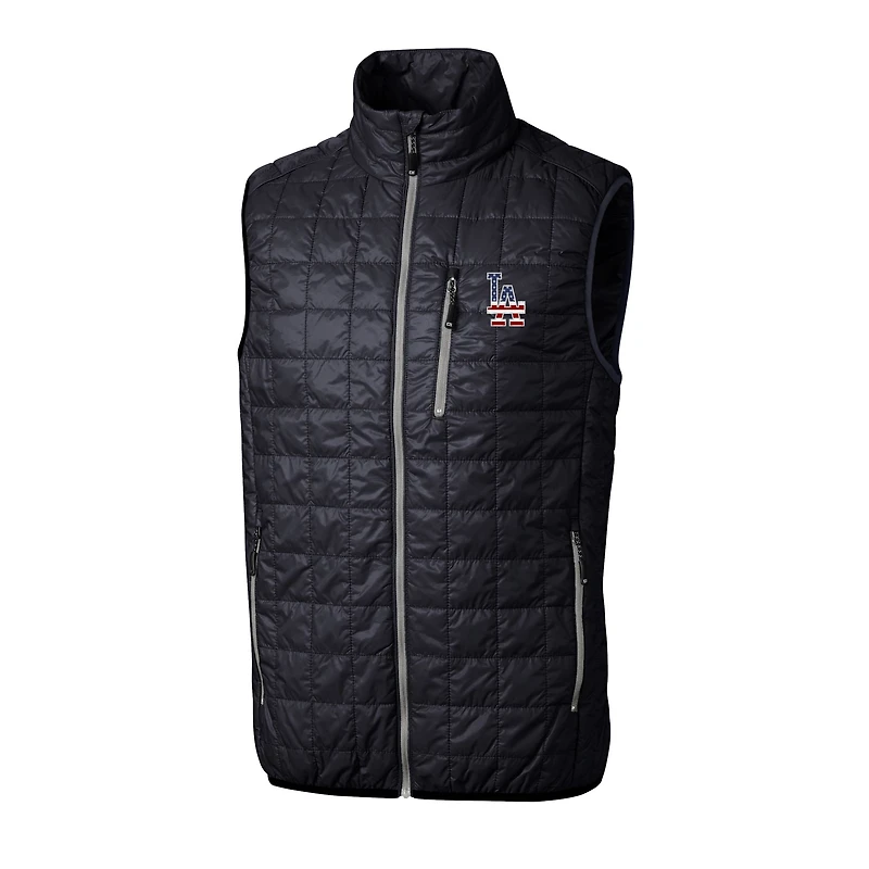 Gilet matelassé isolant entièrement zippé Rainier PrimaLoft® Eco pour homme, bleu marine, des Los Angeles Dodgers, de grande taille