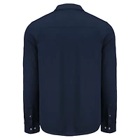 Chemise boutonnée à manches longues en piqué doux écologique tri-blend bleu marine des Los Angeles Dodgers pour homme Cutter & Buck
