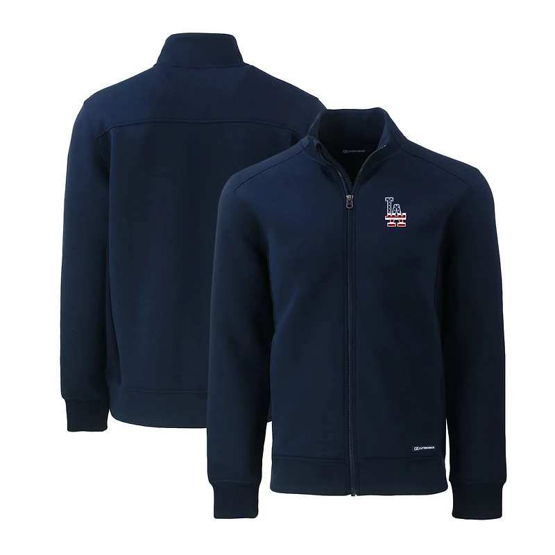Veste zippée intégrale recyclée pour homme Cutter & Buck bleu marine Los Angeles Dodgers Stars Stripes Roam Eco