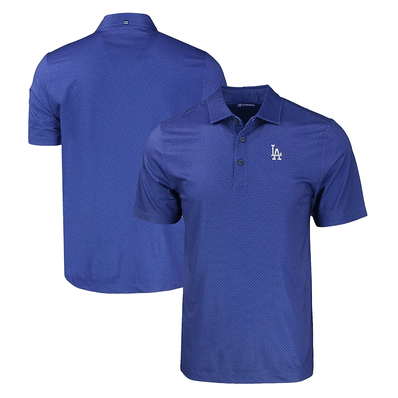 Polo Cutter & Buck Royal Los Angeles Dodgers Pike Eco Tonal Geo Print Stretch en tissu recyclé pour homme