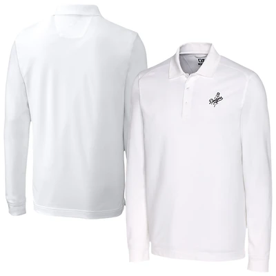 Polo à manches longues Advantage DryTec Tri-Blend pour homme, blanc, Cutter & Buck, des Dodgers de Los Angeles