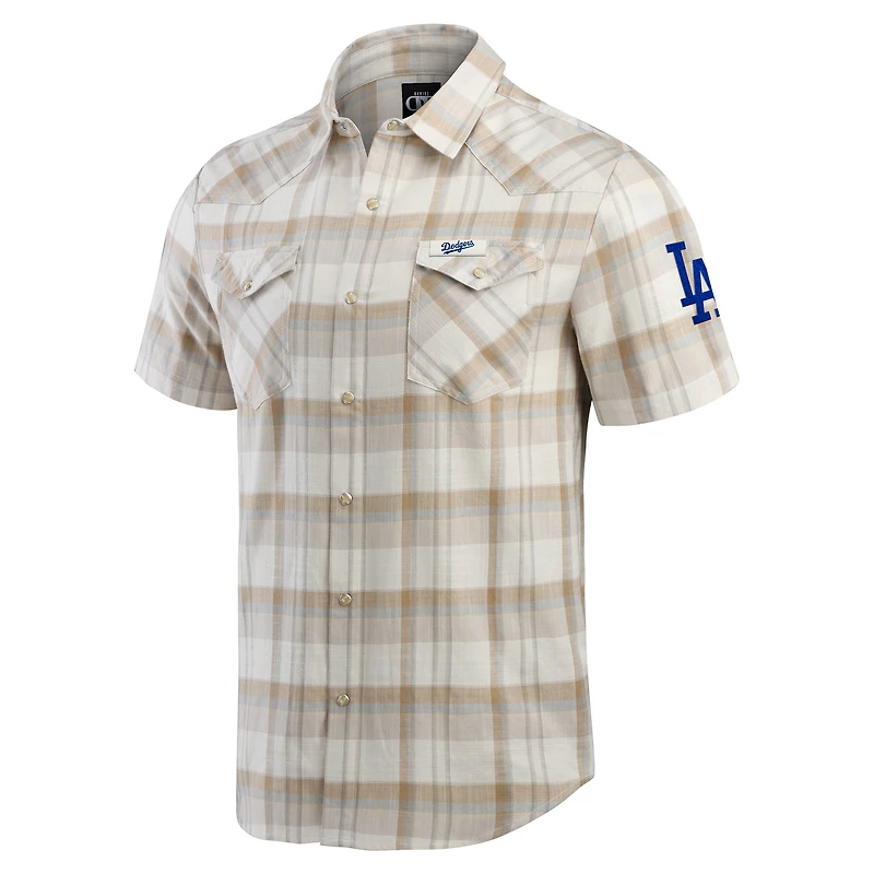Chemise à carreaux boutons-pression pour homme de la collection Darius Rucker Fanatics, grise, des Los Angeles Dodgers