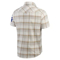 Men's Darius Rucker Collection by Fanatics Gray Los Angeles Dodgers Plaid Full-Snap Shirt
