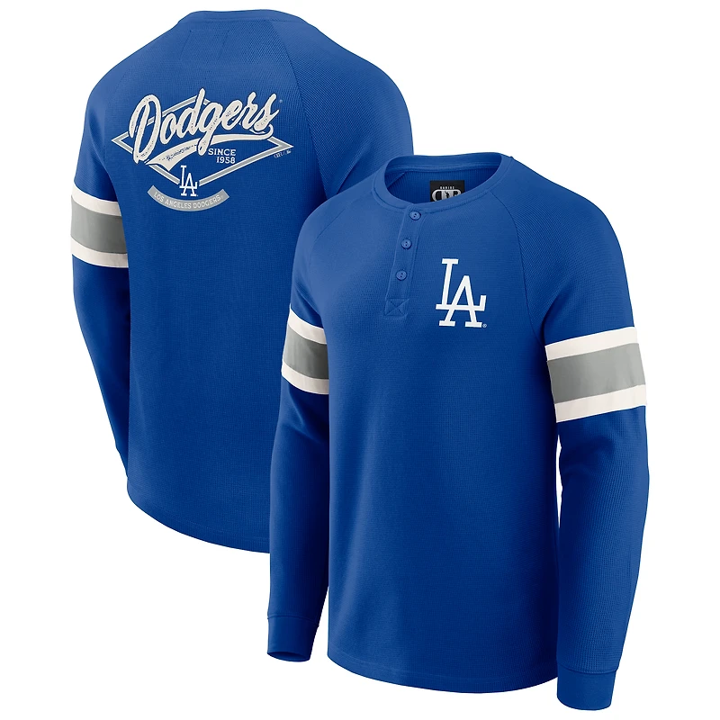 T-shirt Henley à manches longues raglan en tricot gaufré pour homme de la collection Darius Rucker par Fanatics Royal Los Angeles Dodgers