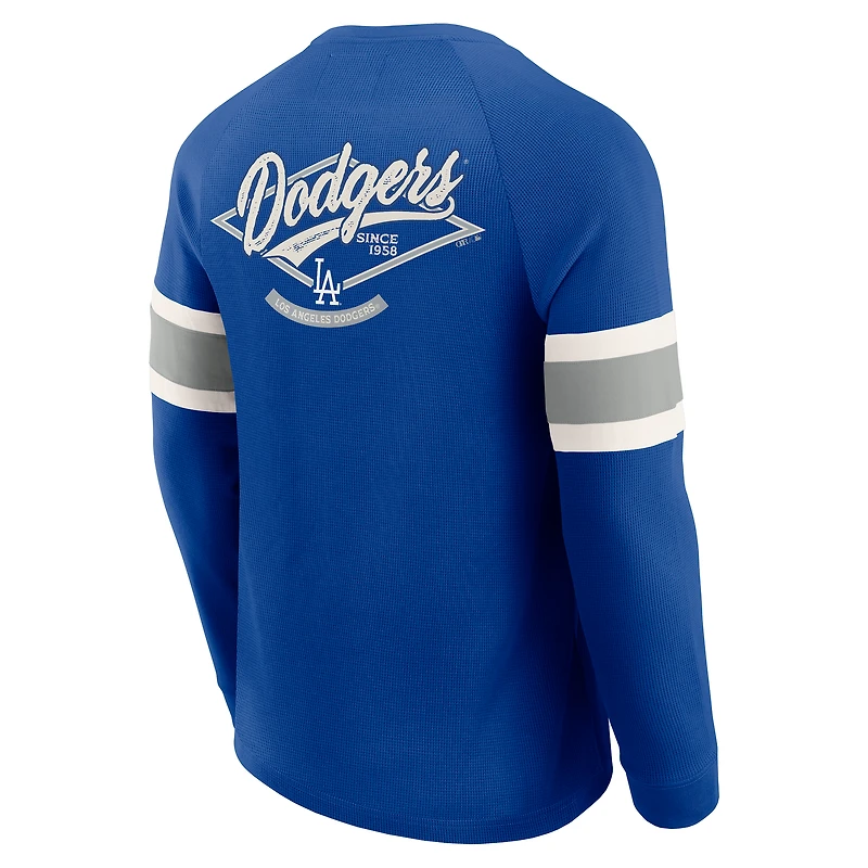 Men's Darius Rucker Collection by Fanatics Royal Los Angeles Dodgers Waffle-Knit Raglan Long Sleeve Henley T-Shirt
