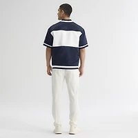 Men's Fanatics Athletic Navy Los Angeles Dodgers Iconic Full-Snap Short Sleeve Satin Warm-Up