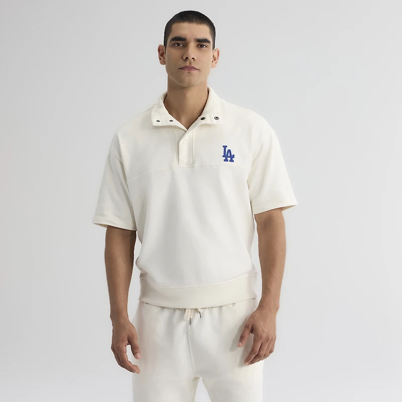 Men's Fanatics Bisque Los Angeles Dodgers Iconic Short Sleeve Mock Neck Pullover