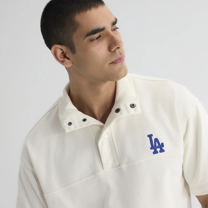 Men's Fanatics Bisque Los Angeles Dodgers Iconic Short Sleeve Mock Neck Pullover