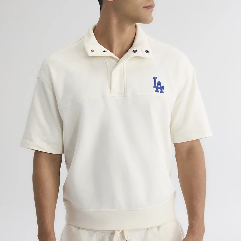 Men's Fanatics Bisque Los Angeles Dodgers Iconic Short Sleeve Mock Neck Pullover
