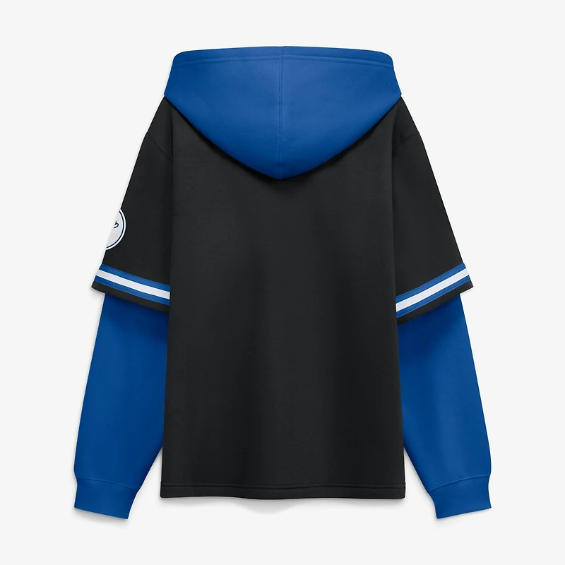 Men's Fanatics Royal/White Los Angeles Dodgers Oversized Fire Speed Layered Hoodie