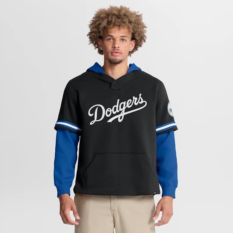 Men's Fanatics Royal/White Los Angeles Dodgers Oversized Fire Speed Layered Hoodie