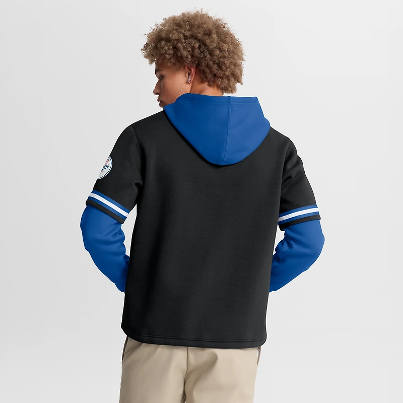Men's Fanatics Royal/White Los Angeles Dodgers Oversized Fire Speed Layered Hoodie