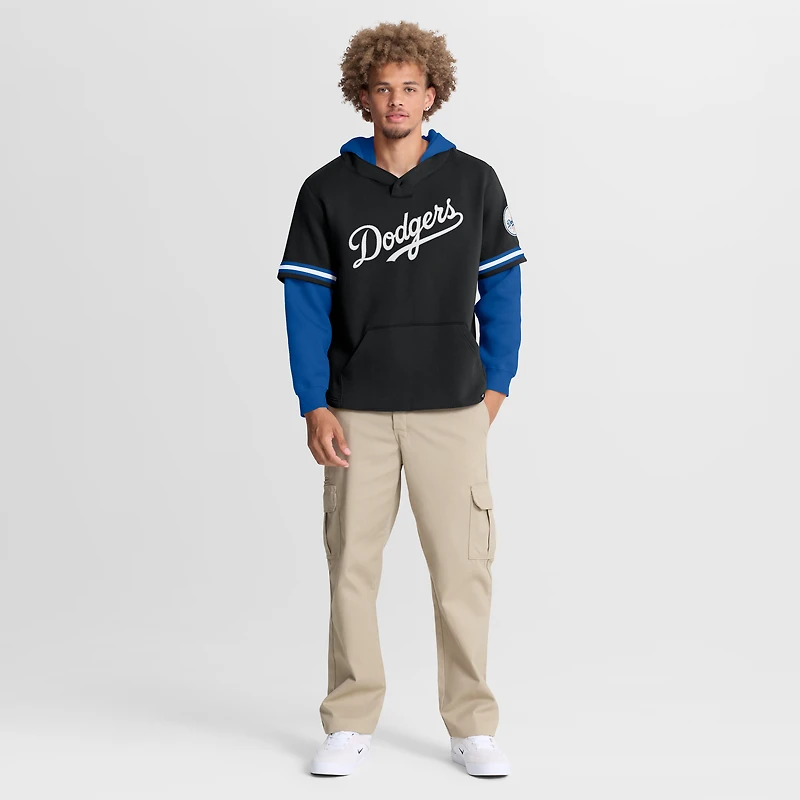 Men's Fanatics Royal/White Los Angeles Dodgers Oversized Fire Speed Layered Hoodie