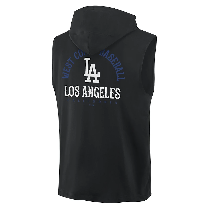 Men's Fanatics Black Los Angeles Dodgers Fire Speed Sleeveless Pullover Hoodie