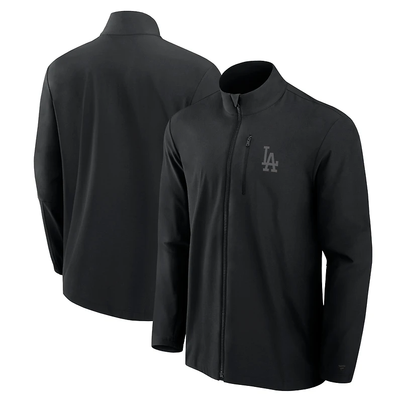Men's Fanatics Black Los Angeles Dodgers Front Office Micro Tonal Full-Zip Jacket