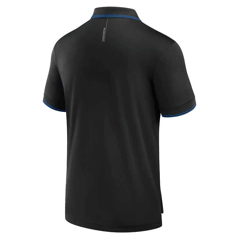 Polo noir Fanatics pour homme, motif Front Office Move Mono Pique des Dodgers de Los Angeles