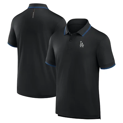 Polo noir Fanatics pour homme, motif Front Office Move Mono Pique des Dodgers de Los Angeles