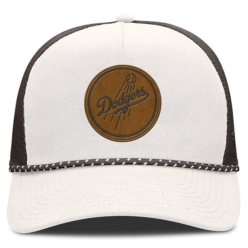 Casquette trucker ajustable Bronco A-Frame crème/marron pour homme de Fanatics, Los Angeles Dodgers