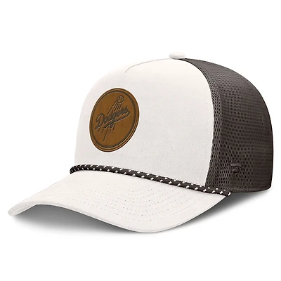 Casquette trucker ajustable Bronco A-Frame crème/marron pour homme de Fanatics, Los Angeles Dodgers