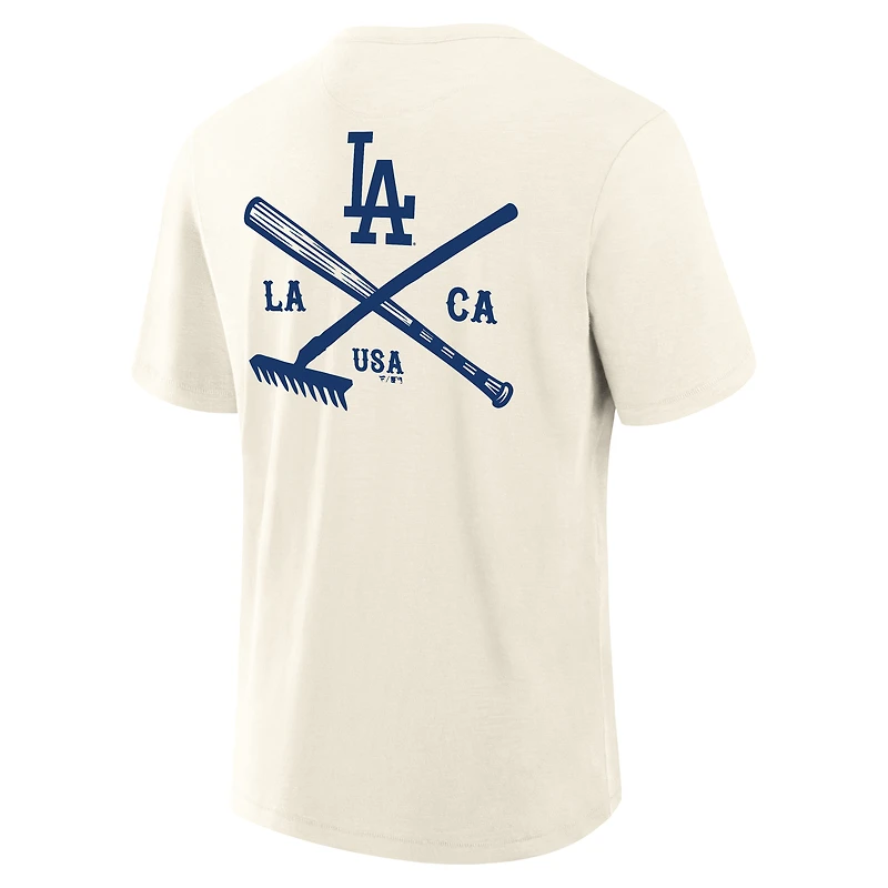 Men's Fanatics Cream Los Angeles Dodgers Nostalgia Stadium Slub T-Shirt