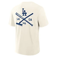 Men's Fanatics Cream Los Angeles Dodgers Nostalgia Stadium Slub T-Shirt