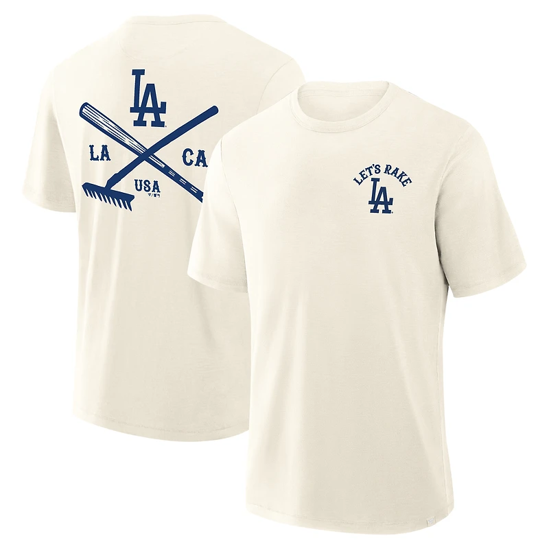 Men's Fanatics Cream Los Angeles Dodgers Nostalgia Stadium Slub T-Shirt