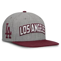 Men's Fanatics Gray/Maroon Los Angeles Dodgers Elements Felt Chainstitch Snapback Hat