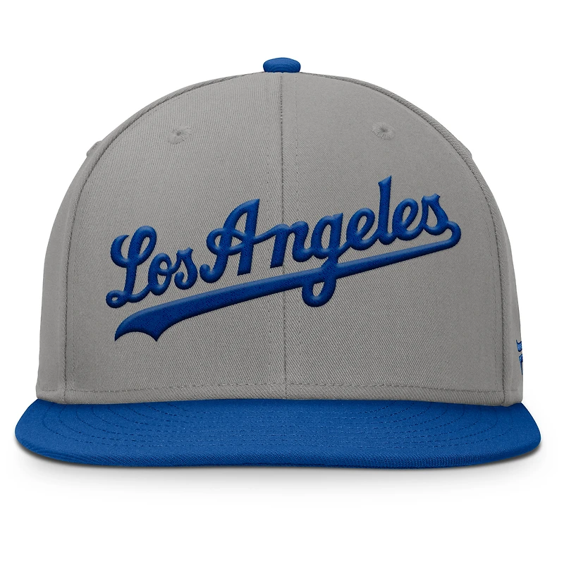 Casquette ajustée Fanatics pour homme gris/bleu royal Los Angeles Dodgers Clubhouse Dugout