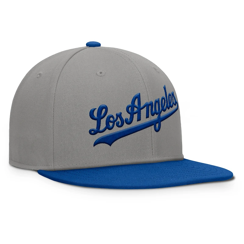Casquette ajustée Fanatics pour homme gris/bleu royal Los Angeles Dodgers Clubhouse Dugout
