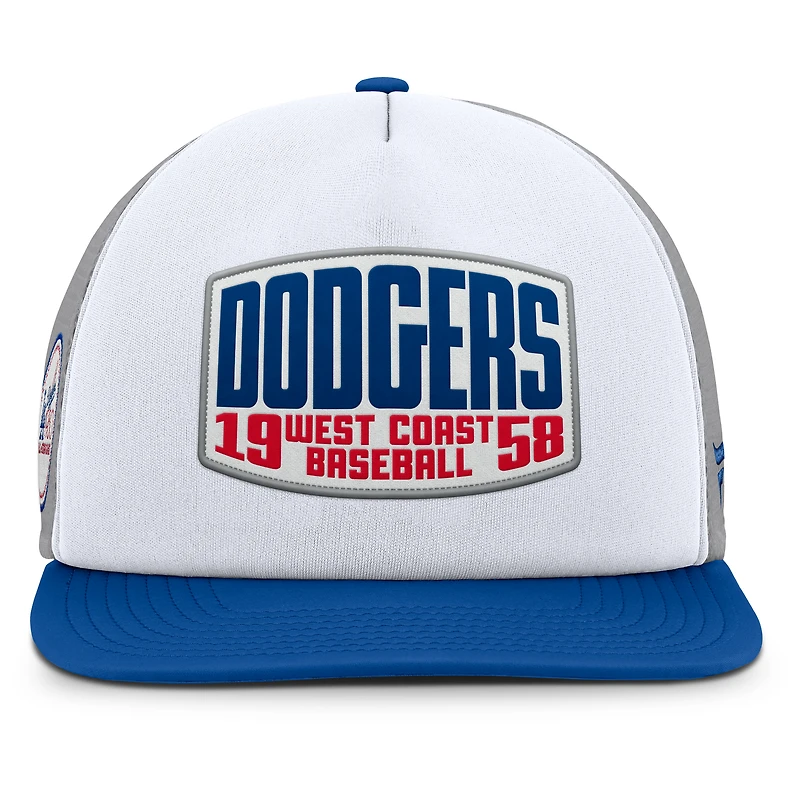 Casquette ajustable Fanatics grise/blanche pour homme avec patch avant en mousse des Dodgers de Los Angeles