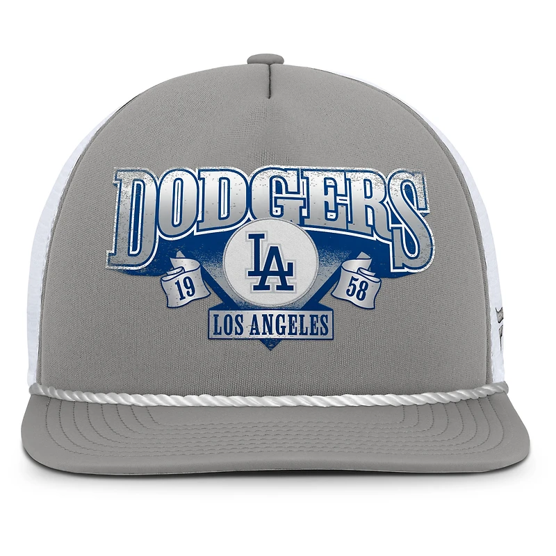 Men's Fanatics Gray/White Los Angeles Dodgers Recall Snapback Hat