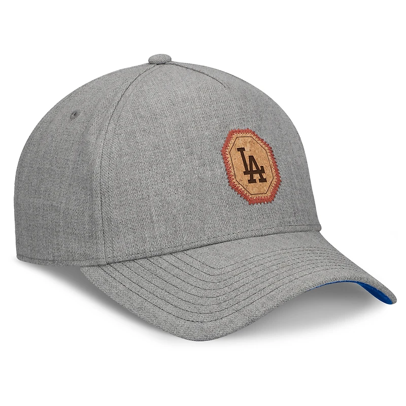Casquette ajustable en forme de A avec patch en liège et éléments signature des Los Angeles Dodgers Fanatics pour homme, gris