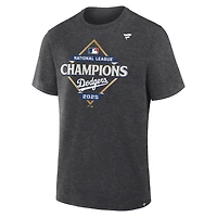T-shirt Fanatics Heather Charcoal pour homme, champion de la Ligue nationale 2025 des Dodgers Los Angeles, le vestiaire
