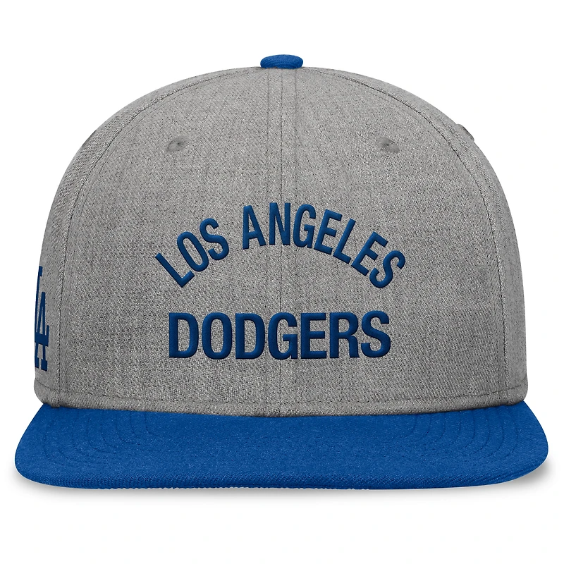 Casquette Snapbuckle à bord plat Fanatics pour hommes gris chiné/royal Los Angeles Dodgers Elements