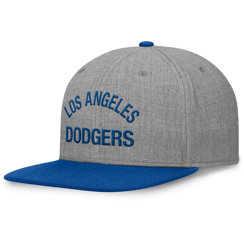 Casquette Snapbuckle à bord plat Fanatics pour hommes gris chiné/royal Los Angeles Dodgers Elements