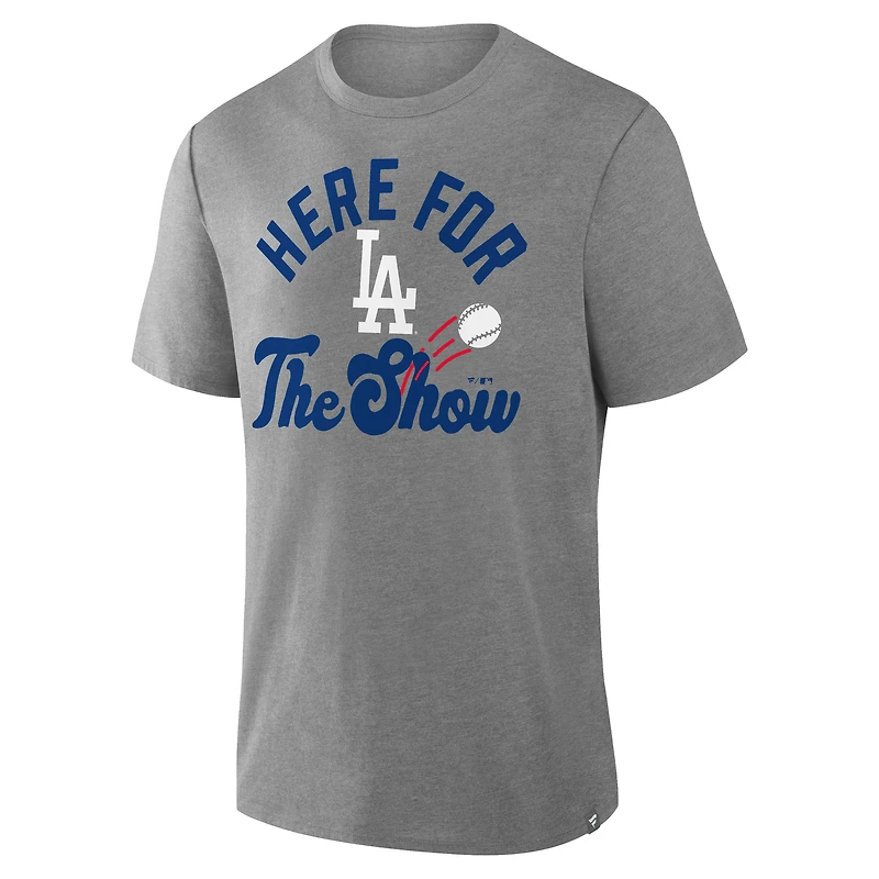 Men's Fanatics Heather Gray Los Angeles Dodgers Nostalgia Tri-Blend T-Shirt