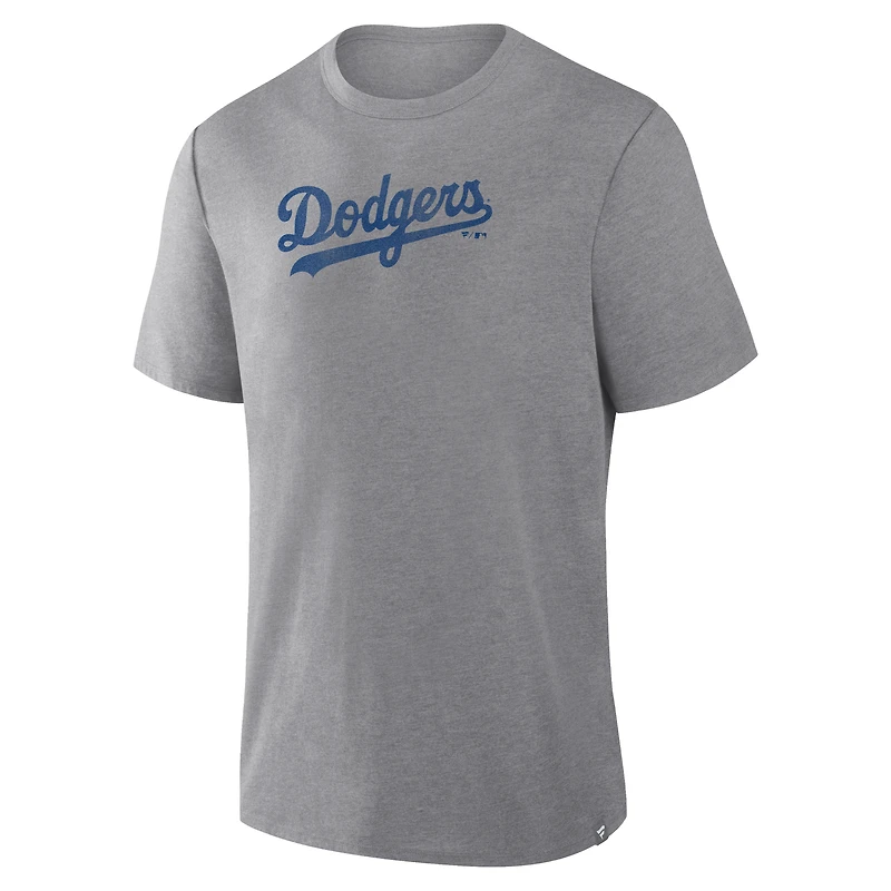 Men's Fanatics Heather Gray Los Angeles Dodgers Play Tribute Tri-Blend T-Shirt