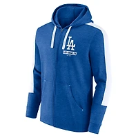 Sweat à capuche zippé en polaire pour hommes Fanatics Heather Royal Los Angeles Dodgers Gains