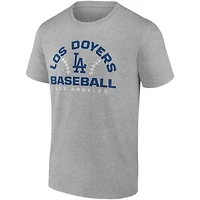 Men's Fanatics Heathered Gray Los Angeles Dodgers Iconic Go for Two T-Shirt