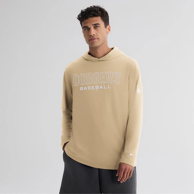 Men's Fanatics Khaki Los Angeles Dodgers Clutch Long Sleeve Hooded T-Shirt