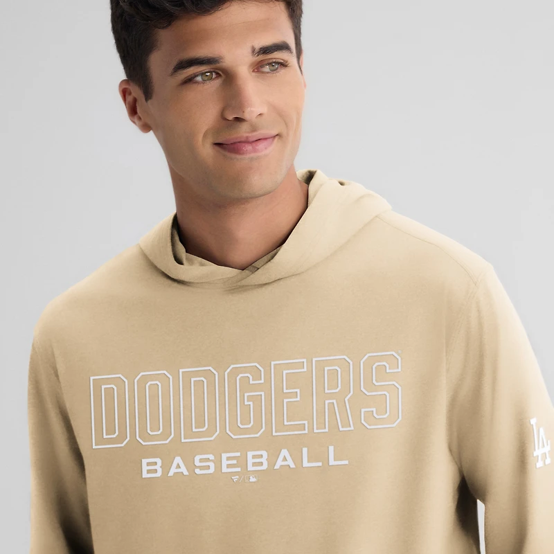 Men's Fanatics Khaki Los Angeles Dodgers Clutch Long Sleeve Hooded T-Shirt