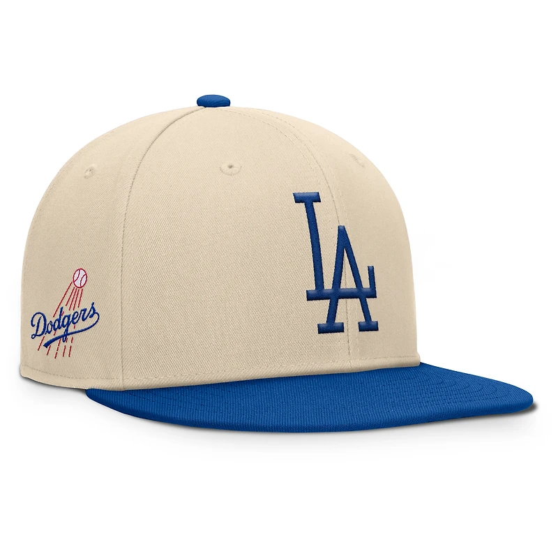 Casquette snapback Bounder Fanatics pour homme, couleur naturelle/bleu royal, collection Cooperstown des Los Angeles Dodgers