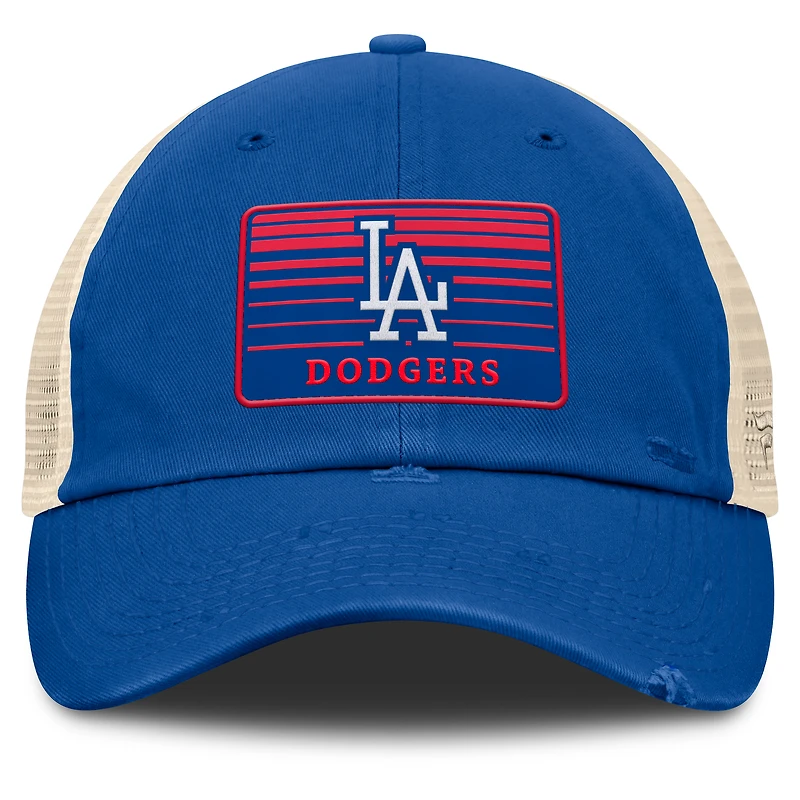 Casquette ajustable en maille Eastbound pour homme Fanatics Royal/Natural Los Angeles Dodgers Cooperstown Collection