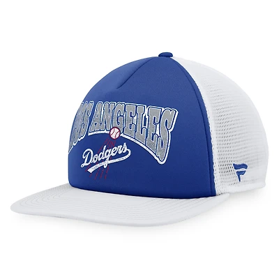 Casquette Snapback de camionneur en mousse sur le devant en mousse Heritage Fanatics Royal/White Los Angeles Dodgers pour hommes