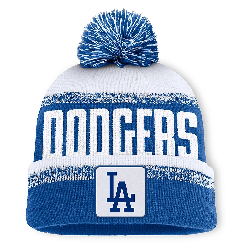 Bonnet en tricot à revers et pompon No-Doubter des Los Angeles Dodgers, bleu royal/blanc, Fanatics pour homme