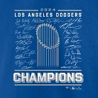 T-shirt Fanatics Royal Los Angeles Dodgers pour hommes, équipe championne de la série mondiale 2024, Signature Roster