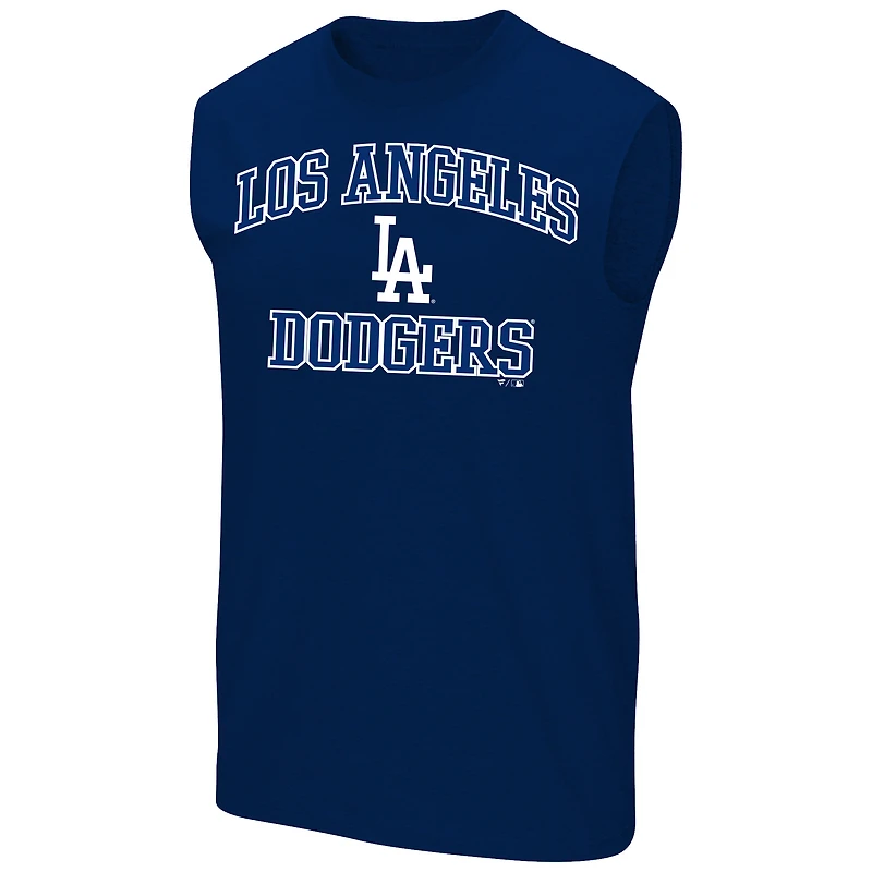 Débardeur homme Fanatics Royal Los Angeles Dodgers Grandes Tailles Cœur et Âme