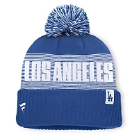 Bonnet à revers rayé Los Angeles Dodgers de la marque Fanatics Royal pour homme, avec pompon