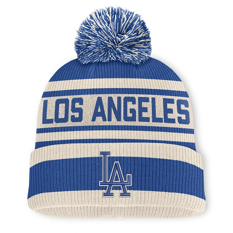 Men's Fanatics Royal Los Angeles Dodgers Tape Measure Cuffed Knit Hat with Pom