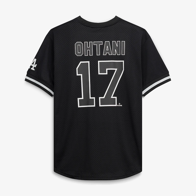 Men's Fanatics Shohei Ohtani Black/White Los Angeles Dodgers Big & Tall Heavyweight Mesh Jersey